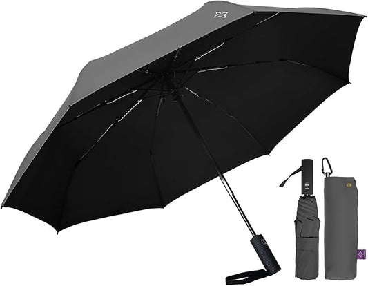 Windproof Travel Umbrella for Rain - 43" Compact Folding Umbrella, Reinforced Strong Frame, Lightweight Portable Parasol with UPF 100+ UV Sun Protection, Cruise Ship Essentials
