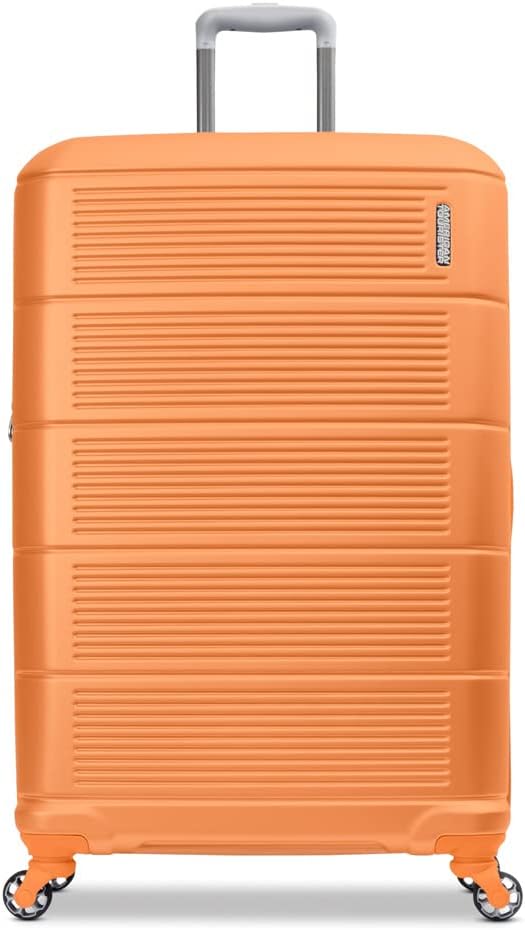 American Tourister Stratum 2.0 Expandable Hardside Luggage with Spinner Wheels, 28-Inch Checked-Large, Papaya