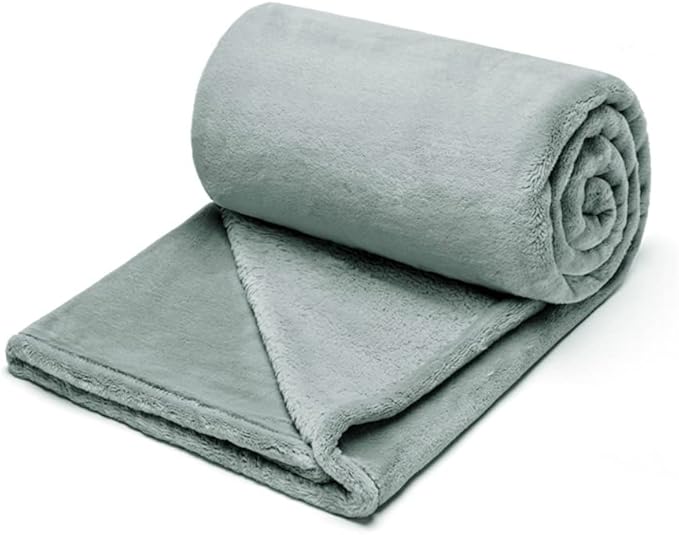 EIUE Comfortable Flannel Fleece Blanket,Ultra Soft Lightweight Portable Travel Blanket for Airplane,Reversible Microfiber Blanket for All Seasons(Grey,40x60)