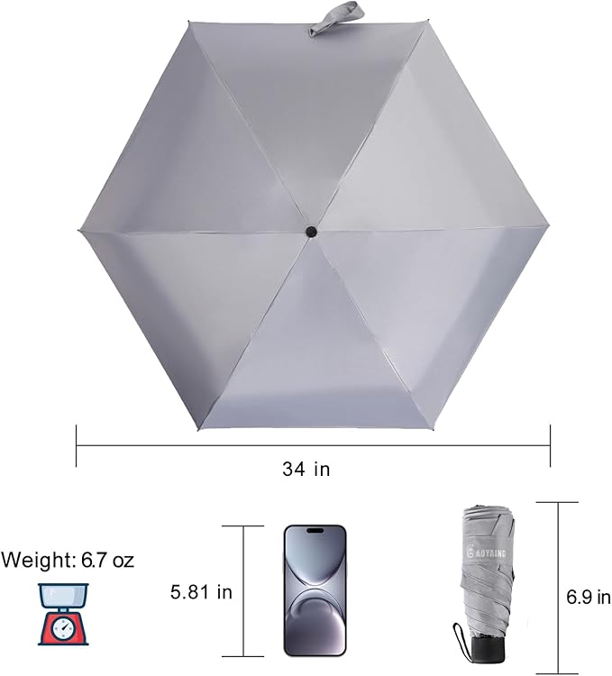 GAOYAING Compact Travel Umbrella with Case Sun&Rain Lightweight Small and Compact Suit for Pocket
