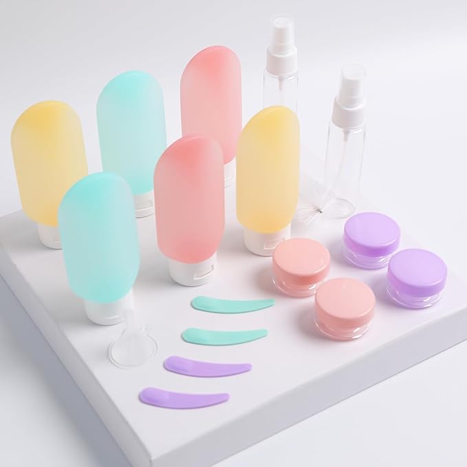 20 Pack Travel Bottles Set for Toiletries, TSA Approved Leak Proof Travel Size Containers Kit Portable Refillable Travel Accessories for Shampoo Conditioner Lotion Liquids (Multicolor B)