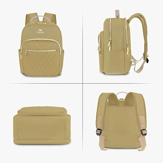 MATEIN Small Backpack purse for Women, Fashion Mini Purse Backpack, Waterproof Casual Daily Cute Shoulder Bag Ladies Handbags for Travel Work College, 2pcs Sets, Champagne
