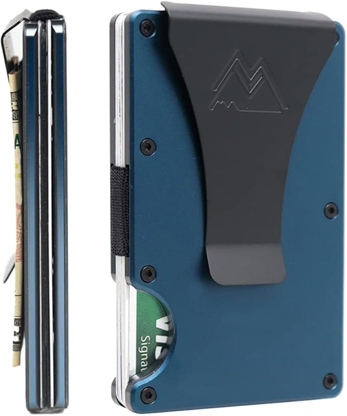 Mountain Voyage Co Minimalist Wallet for Men & Women - Slim RFID Wallet, Scratch Resistant, Credit Card Holder & Money Clip, Easily Removable Money & Cards, (Matte Navy Blue)