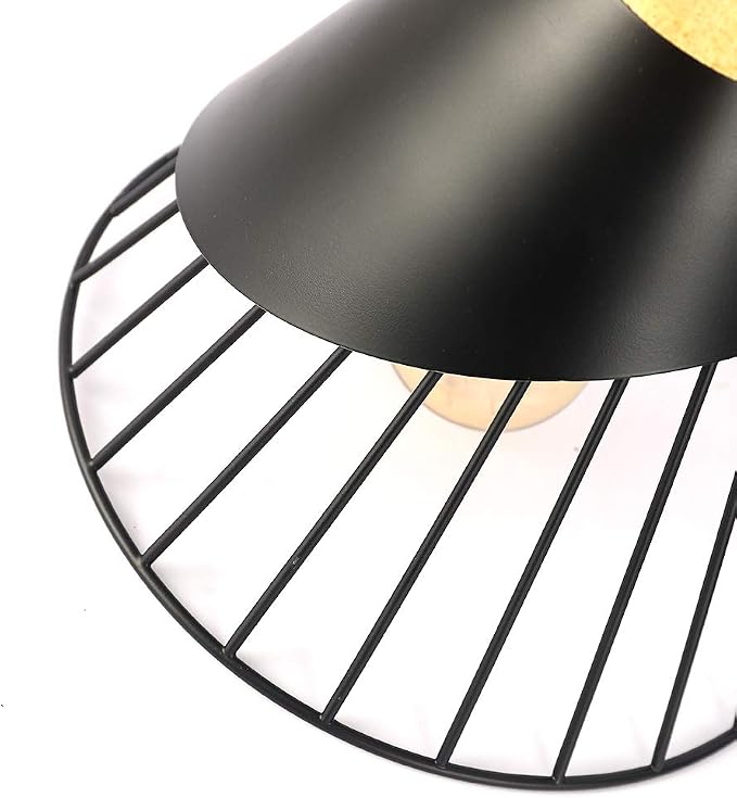 Pendant Lights Kitchen Black 2 Pack,Industrial Modern Lighting Hanging Lamps,Wood Dome Minimalist Industrial Ceiling Hanging Lights for Kitchen Island,Dining Room,Living Room,Bedroom,Hallway
