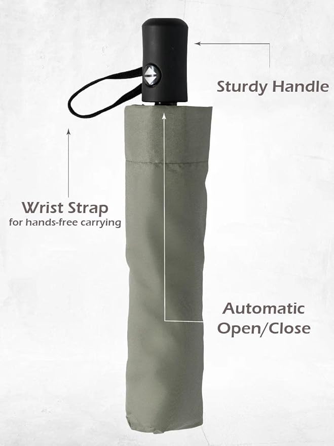 Windproof Travel Umbrella - Compact, Light, Full Automatic Open/Close - Folding Backpack Umbrella for Rain & Sun UV Preotection For Men & Women, Unbreakable 8 Fiberglass Ribs UK Design