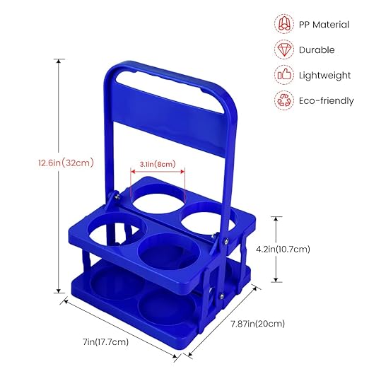 Bodaon 4 Cup Drink Carrier with Handle, Plastic Cup Carriers for Drinks, Drink Holder for Car, Take Out Delivery Drivers Accessories, Portable Foldable Reusable Mobile, Use for Food Delivery Bag, Blue