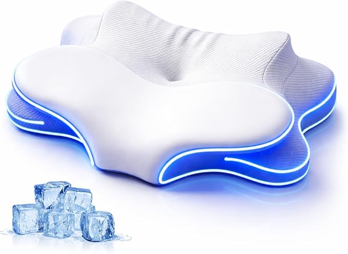 Cervical Neck Pillow - Memory Foam Pillow for Pain Relief Sleeping, Ergonomic Neck Support Contour Pillows for Side Back Stomach Sleepers,Orthopedic Breathable Pillowcase (Ivory)