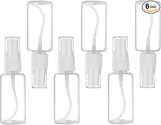 Exptolii Spray Bottle, 1oz/30ml Small Plastic Fine Mist Spray Bottles, Mini Empty Travel Bottles with Funnels and Labels 6 Pack