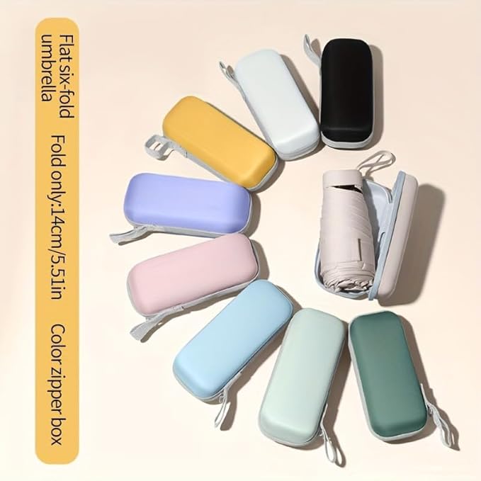 UPF50+ Mini Travel Sun Umbrella for Purse With Case,Small Compact UV Umbrella Protection Sun,Lightweight Portable Parasol Windproof for Women Men Kids