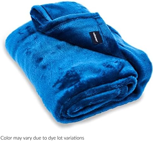 Cabeau Fold ‘N Go Travel Blanket Doubles as Neck Support Pillow, Versatile Lumbar Support Cushion, with Compact Travel Case - French Microfiber (Blue)