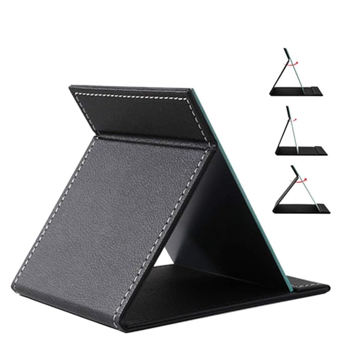 EFAILY Folding Travel Mirror, PU Portable Adjustable Rectangular Ultrathin Mirror, for Travel, Camping,Home(10W×7.8L)