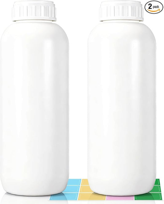 2Pack 34oz (1000ml) EVOH High Barrier Airtight Plastic Travel Bottles - Industrial-Grade Empty Containers with Lids & Caps, Leak Proof Storage for Bulk Chemicals, Lab Samples & Family Liquids