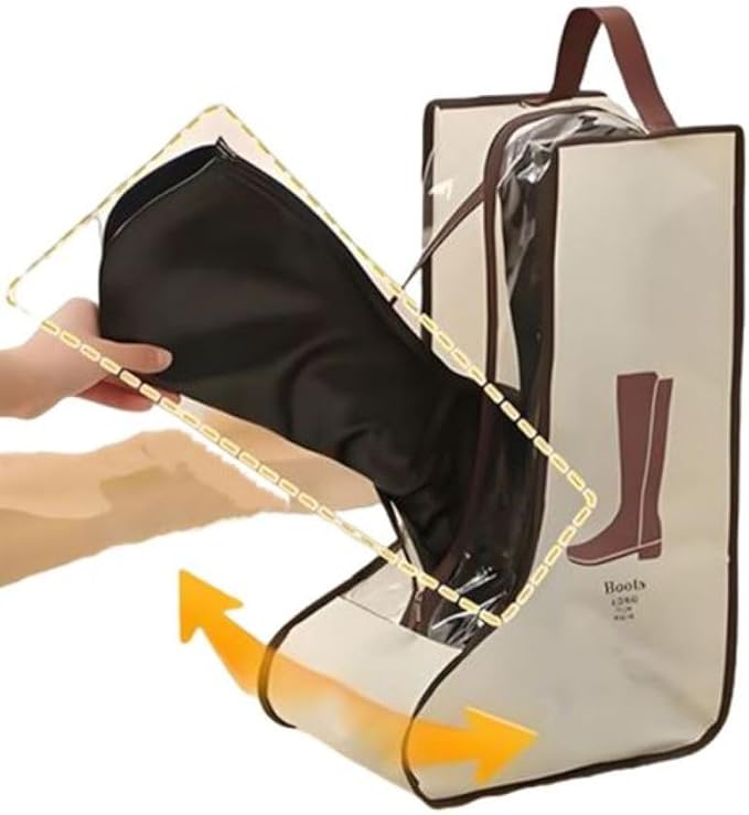 Portable 2 Pack Boots Storage, Tall Boots Protector Bag, Beige Portable Waterproof Storage Bags for Travel, Under Bed, Wardrobe, Shoe Cabinet