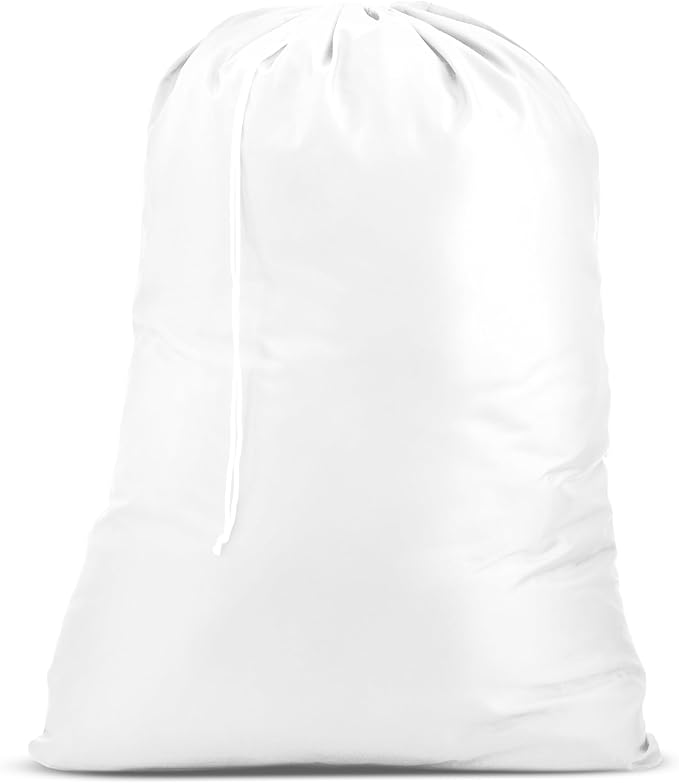Handy Laundry Extra Large Heavy Duty Laundry Bag – 30" x 40" Durable Nylon, Drawstring Closure, Machine Washable, Laundry Bag for Travel, College Dorm, Dirty Clothes, Storage – White
