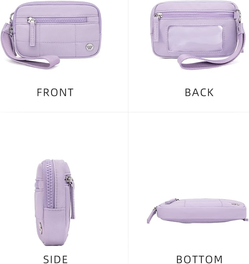 WESTBRONCO Wristlet Wallets for Women – RFID Blocking Quilted Nylon Phone Wallet, Card Holder Purse for Travel & Everyday Use