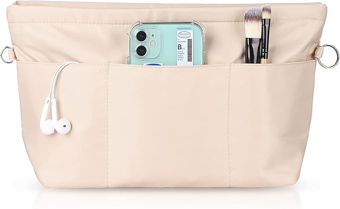 Sightor Nylon Handbag Organizer Insert - Purse Tote Shaper in Bag (Beige, Large)