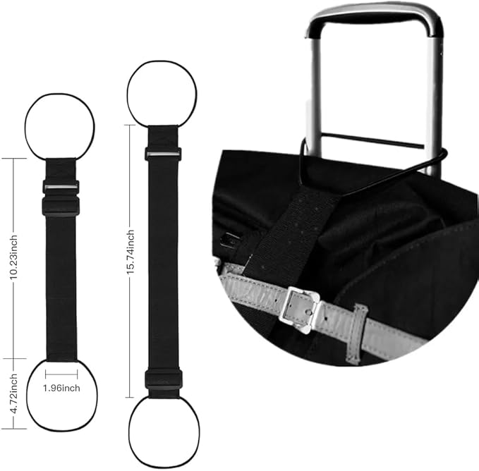 2 Pack Luggage Straps for Add a Bag Bungees Lightweight Easy Elastic Wrap Belts for Attaching Extra Bags Purse to Suitcase Handle Handbag Backpack Spinner Carryon Travel Airport