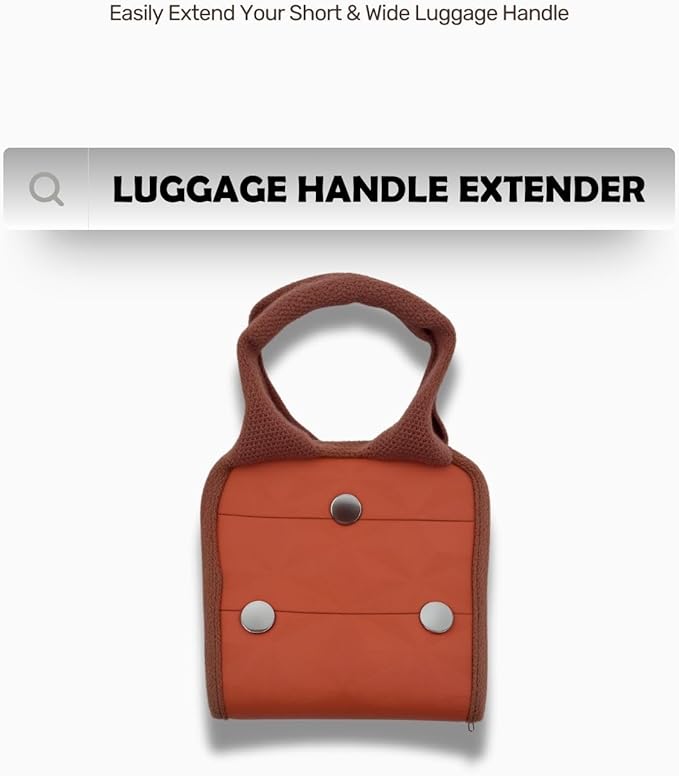 Luggage Handle Extender – 7.5-Inch Soft Grip Extension Strap, Secure Travel Handle Attachment for Carry-On & Suitcase, Durable Nylon Grip for Comfortable Lifting (Burnt Orange & Coffee Brown)