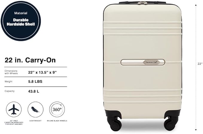 Travelers Club 22" Richmond Spinner Carry-On Luggage, Bone