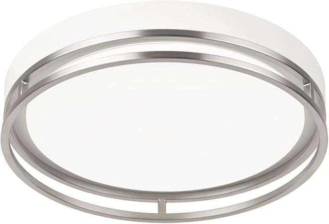 12.5 Inch LED Flush Mount Ceiling Light Fixture, 26W, Super Bright 1700 Lumens, 3 Color 3000K/4000K/5000K, Dimmable Ceiling Lamp for Bedroom Hallway Bathroom Kitchen Laundry (White Nickel)