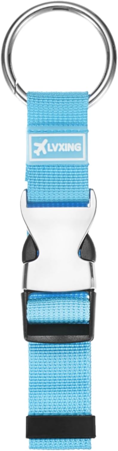 M METERXITY 1-Pack Add A Bag Luggage Strap, Adjustable Suitcase Belt for Connecting Luggage/Backpack/Jacket, Carry Strap with Ring Buckle [Blue]