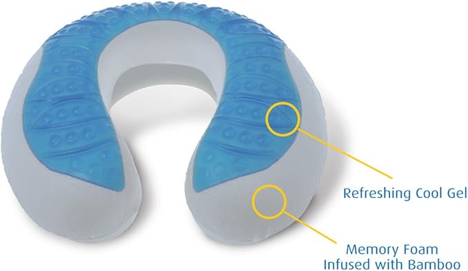 Cloudz Comfort Gel Memory Foam Travel Neck Pillow - Blue