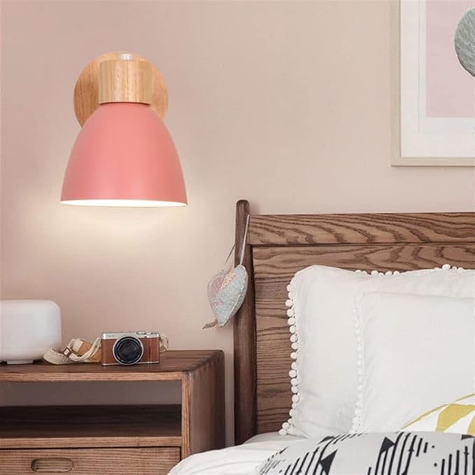 LED Indoor Wall Light, Wall Sconce Indoor Bedside Lamp Wall Wash Light Fixtures Wall Sconce Lamps E27 Wood Lamp Holder for Living Room Aisle Corridor Bedside Reading (Color : Green)