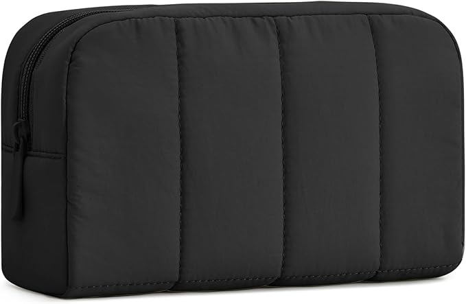 oscaurt Makeup Bag Cosmetic Bag Travel Toiletry Bag for Women Puffy Padded Cosmetic Pouch Purse Wide-open Makeup Organizer Case Travel Essentials