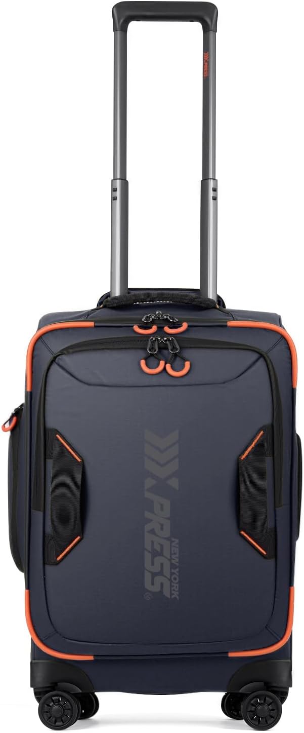 22" Luggage, Softside Suitcase w/Double Spinner Wheels, Waterproof,Lightweight Rolling Suitcases for Men/Women（Blue,22in）