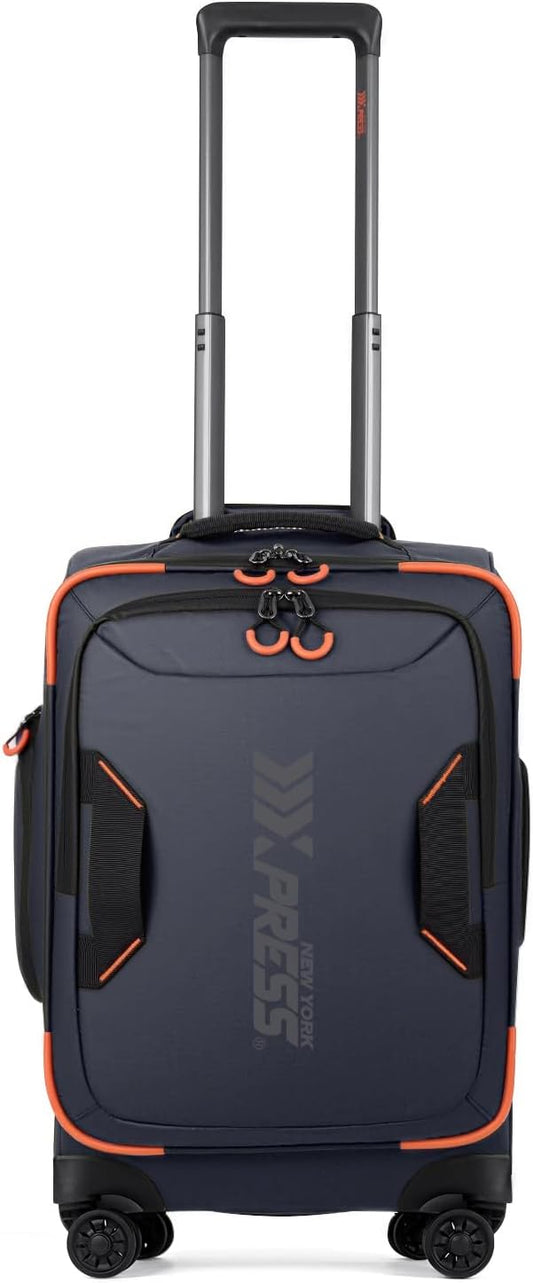 22" Luggage, Softside Suitcase w/Double Spinner Wheels, Waterproof,Lightweight Rolling Suitcases for Men/Women（Blue,22in）