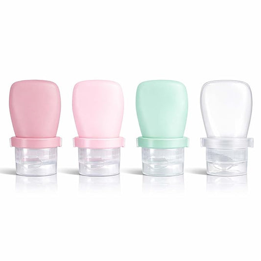 1 oz Travel Bottles, Leakproof Silicone Squeeze Bottle Mini Travel Size Container for Toiletries Lotion Shampoo and Conditioner Liquid Salad Dressing to go Condiment, TSA Approved, 4 Pack