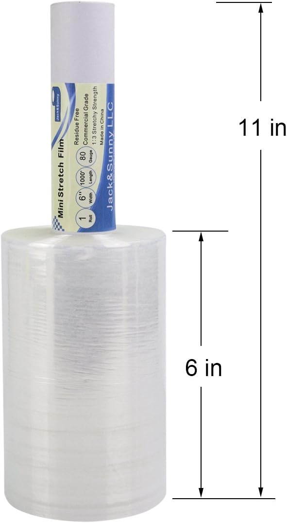 Clear Stretch Wrap 6"×1000' Plastic Wrap Roll for Moving Shipping Wrap,Industrial Strength Shrink Packing Wrap Heavy Duty Stretch Film with Handle