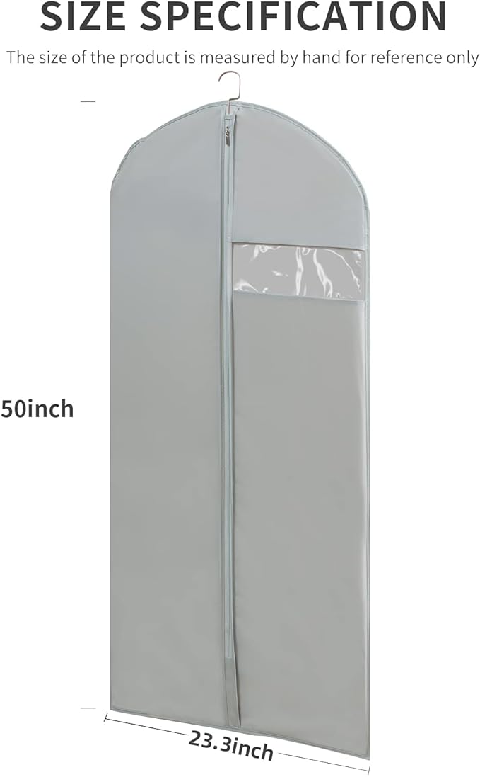 Garment Bags for Travel, 50'' Garment Bags for Hanging Clothes, Suit bag (Set of 2, 23.3'' X 50'')