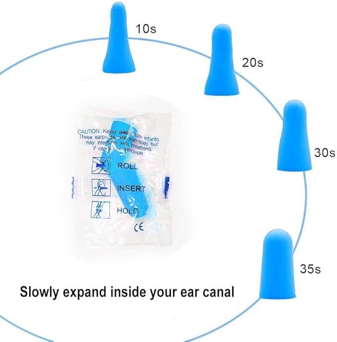 Quality Foam Blue Earplugs - 50 Pairs Bulk Pack, 32db High Decibel Noise Cancelling Ear Plugs for Sleeping, Snoring, Work, Construction, Woodworking - Disposable, Soft, Comfortable, & Soundproof