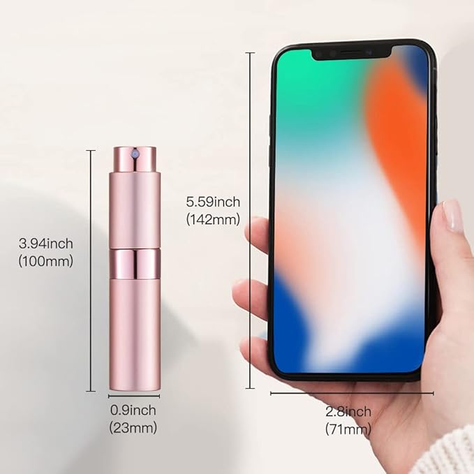 LISAPACK 8ML Atomizer Perfume Spray Bottle for Travel, Empty Refillable Cologne Dispenser, Portable Sprayer (Pink)