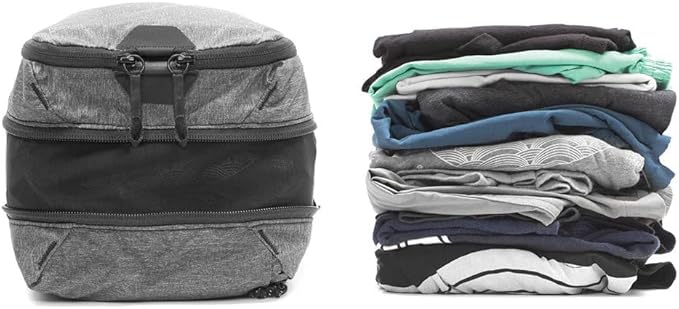 Peak Design Packing Cube, Charcoal, Weatherproof Luggage Cube with Dual Compartment Organization, Expansion and Compression, Zipper Opening, Travel Organizer for Men and Women, Size S