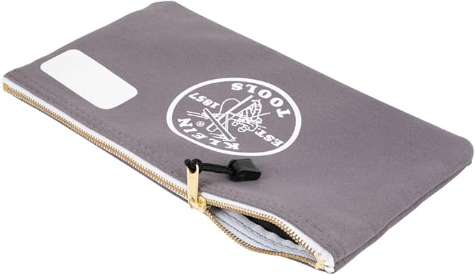 Klein Tools 55578 Zipper Bag with Divider, No. 10 Canvas, 7-Inch x 12-1/2-Inch Heavy Duty Tool Bag Organizer, Multipurpose for Tools to Crafts