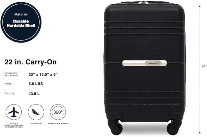 Travelers Club 22" Richmond Spinner Carry-On Luggage, Black