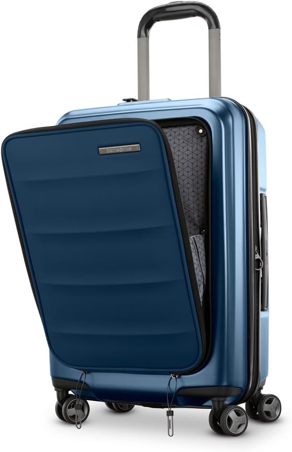 Samsonite Octiv Lightweight Hardshell 21-Inch Pro Carry-On Luggage - Durable & Impact Resistant, 360° Aero Trac Spinner Wheels, Adjustable Handle, Expandable Suitcase, TSA Approved Lock - Blue