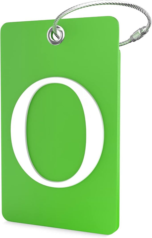 Shacke Luggage Tag Initial - Fully Bendable Tag w/Stainless Steel Loop (Letter O)