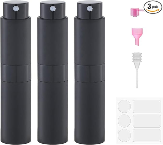 Perfume Atomizer Travel Bottle Refillable: Cologne Sprayer Portable for Men - Mini Spray Empty for Refill - 8ml Small Size Black