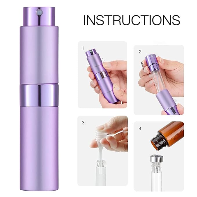 LISAPACK 8ML Atomizer Perfume Spray Bottle for Travel, Empty Refillable Cologne Dispenser, Portable Sprayer (Purple)