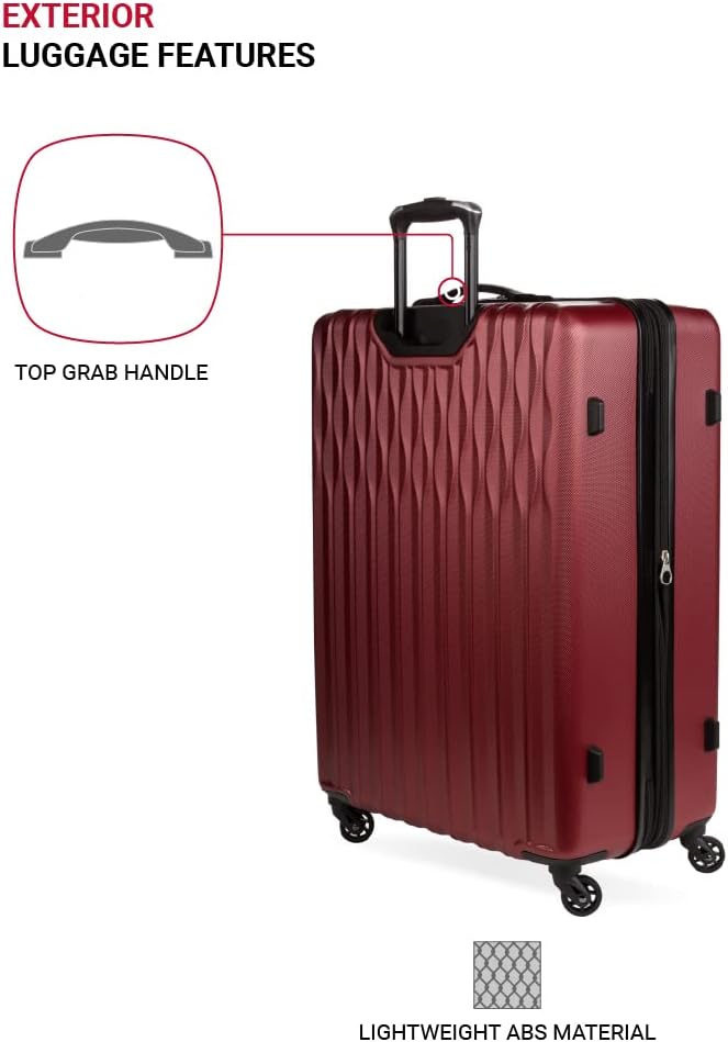 SwissGear 8018 Hardside Expandable Luggage with Spinner Wheels, Wine, 3-Piece Set (20/24/27)