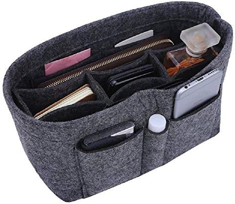 ZTUJO Purse Organizer Insert, Felt Bag Organizer For Handbag Purse Organizer,13 Colors, 6 Size (Slender Medium, Grey)