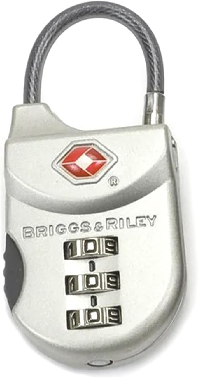 Briggs & Riley TSA Approved Cable Lock for Luggage & Suitcases - Travel Lock, 3 Digit Combination, Flexible Cable for Zippered Bags - Luggage Accessories, Olive