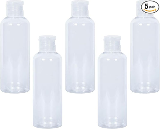 5 pcs Clear Travel Size Toiletry Bottles, 3.4oz TSA Approved Containers, Leak Proof Squeezable Plastic