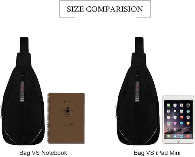 WATERFLY Small Crossbody Sling Backpack Anti Theft Backpack for Traveling Chest Bags for Men&Women Multipurpose Casual Daypack Hiking Shoulder Bag (Black)