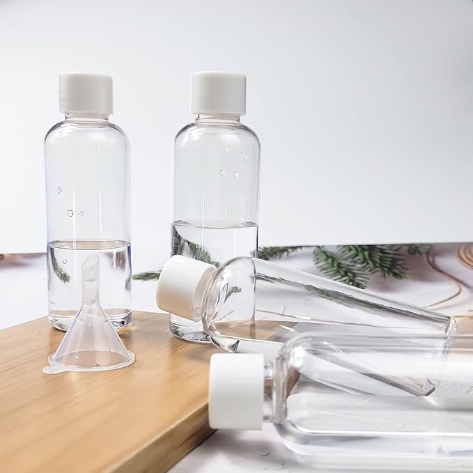 4pcs Travel Bottles,80ml Refillable Clear Empty Plastic Travel Size Containers Bottles with Screw Lids for Toiletries,Soap,Shampoo and Conditioner