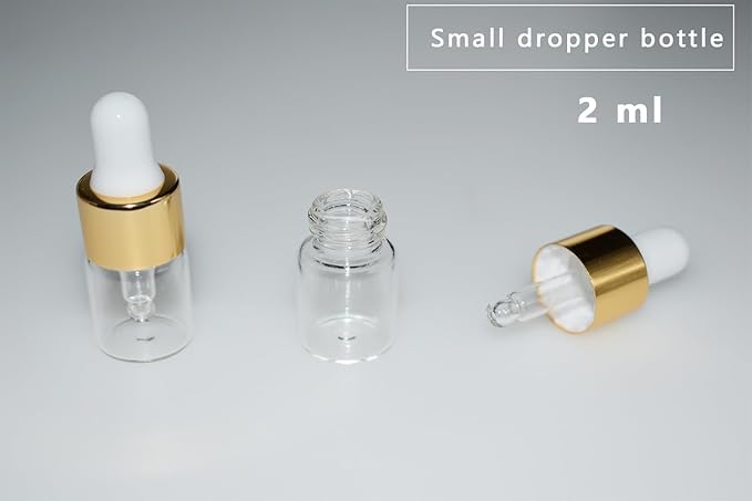 Small Dropper Bottle, 10pcs 2ml Mini Sample Dropper Bottles Mini Makeup Containers for Travel Liquids Tiny Glass