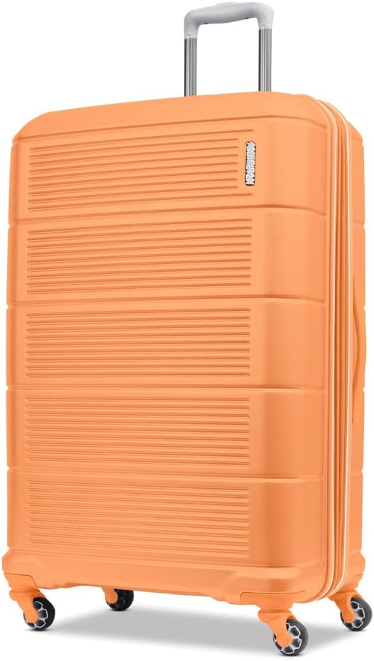 American Tourister Stratum 2.0 Expandable Hardside Luggage with Spinner Wheels, 28-Inch Checked-Large, Papaya